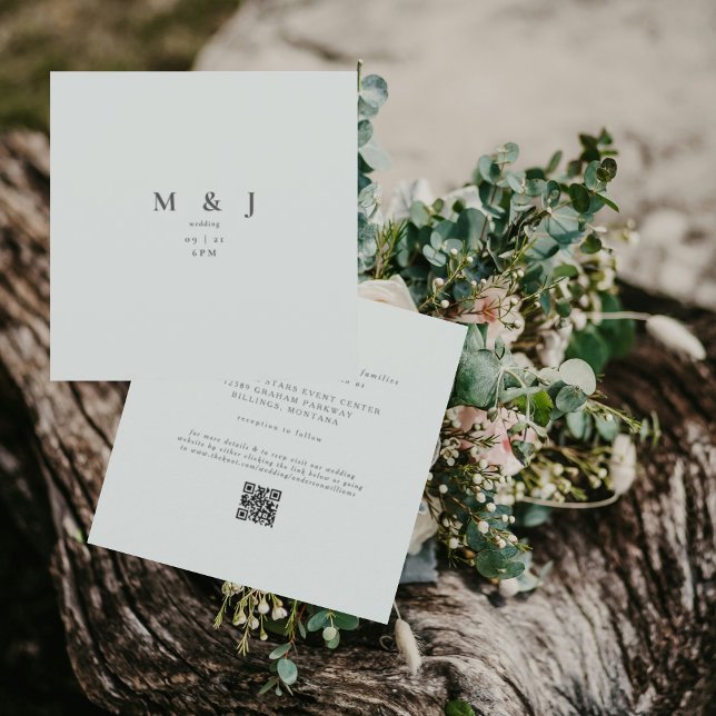 Sleek & Simple Modern Sage Square Wedding Einladung (Von Creator hochgeladen)