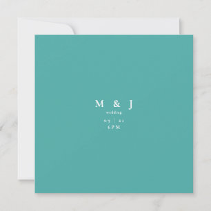 Sleek & Simple Modern Turquoise Square Wedding Einladung