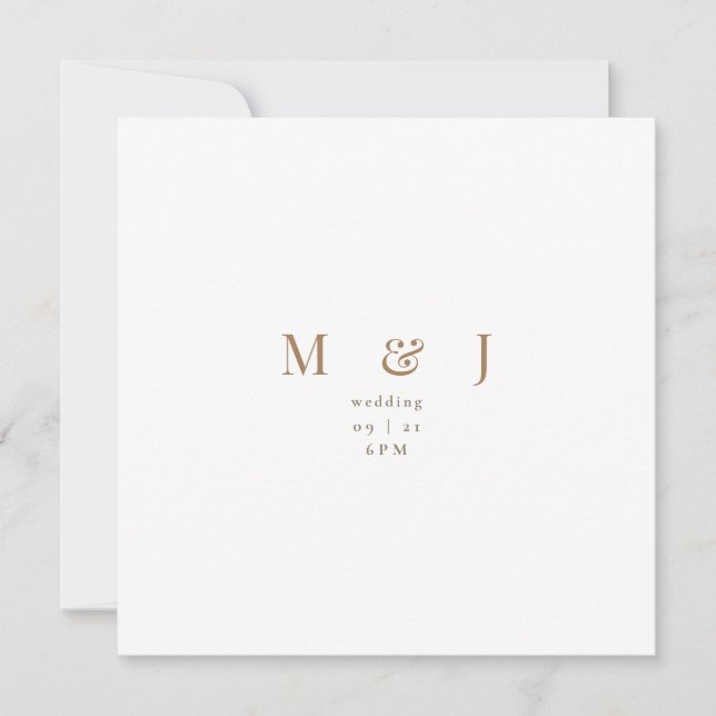 Sleek Simple Modern White Square Wedding Einladung (Vorderseite)