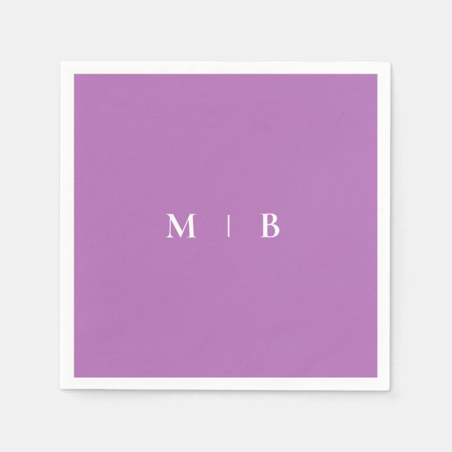 Sleek Simple Orchid & White Monogram Napkins Serviette (Vorderseite)