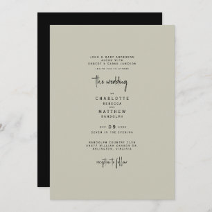 Sleek & Simple Tan & Black Wedding Einladung