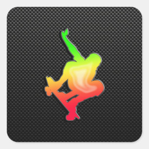 Sleek Skateboarding Quadratischer Aufkleber