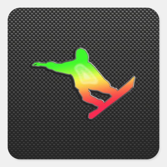 Sleek Snowboarding Quadratischer Aufkleber (Vorderseite)