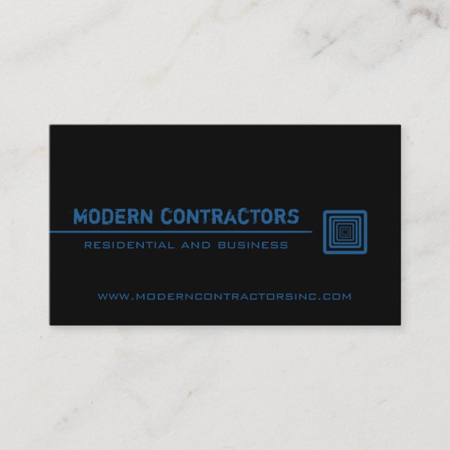 Sleek Square Business Card, Schwarz und Blau Visitenkarte (Vorderseite)