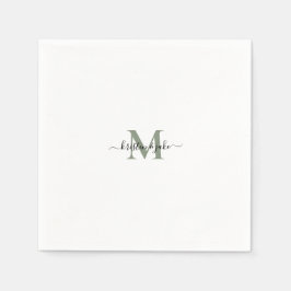 Sleek und Simple Sage Monogram Swash Napkins Serviette