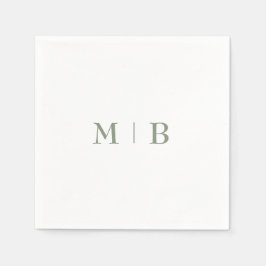 Sleek und Simple Sage Monogram Wedding Cocktail II Serviette