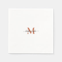 Sleek und Simple Terracott Monogram Swash Napkins