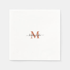 Sleek und Simple Terracott Monogram Swash Napkins Serviette