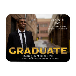 Sleek Uni   Univ Foto Graduate Black   Gold Magnet