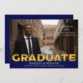 Sleek Uni | Univ Foto Graduate Blue | Gold Einladung