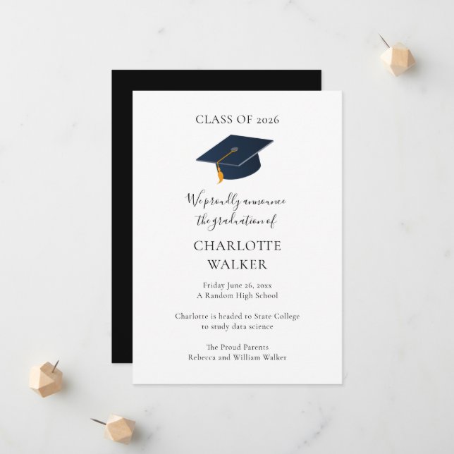 Sleek University Alumni 2026 Abschlussfeier Ankündigung (Vorderseite/Rückseite Beispiel)
