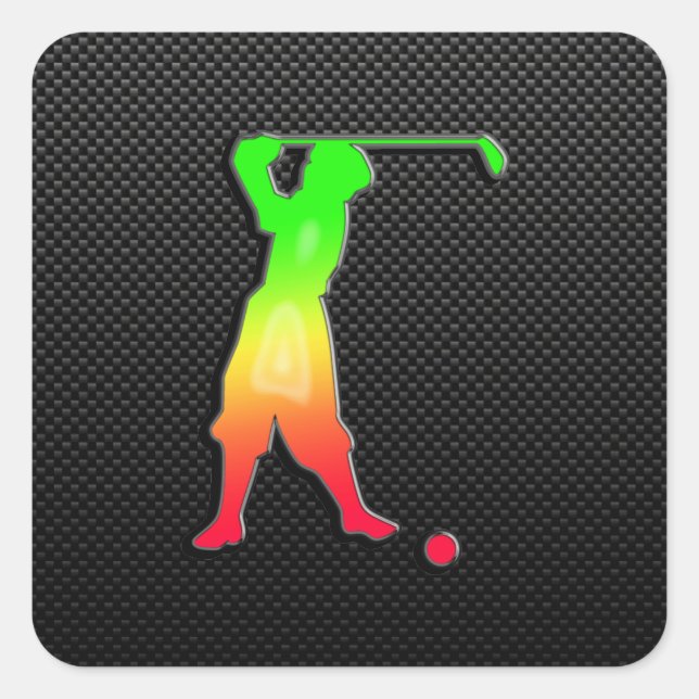 Sleek Vintag Golfer Quadratischer Aufkleber (Vorderseite)