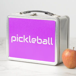 Sleek White PICKLEBALL auf hellen tropischen Rosa Metall Brotdose
