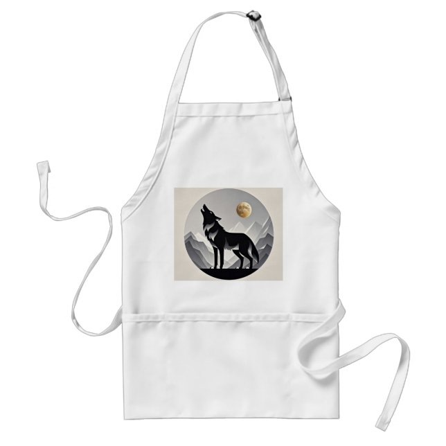 Sleek wolf Silhouette schwarz grau minimalistisch Schürze (Vorne)