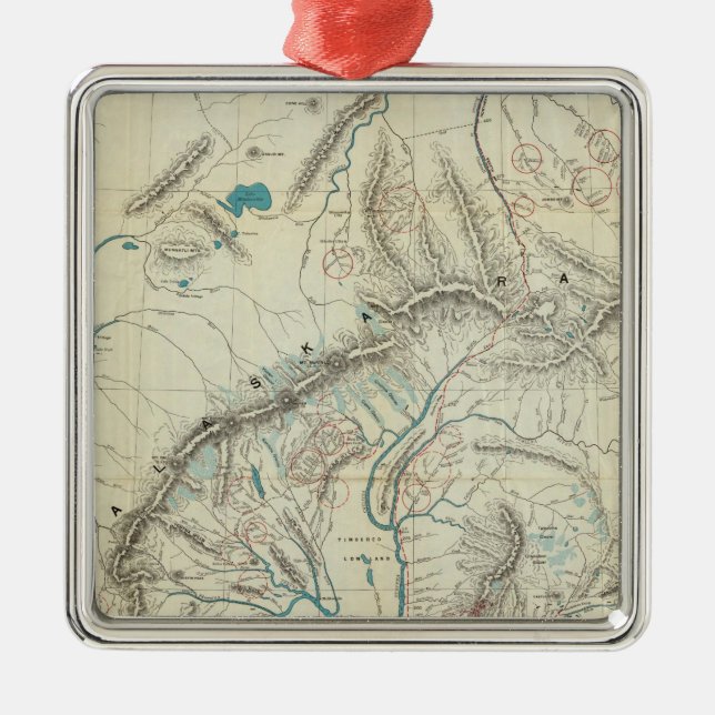 Sleems Karte von Mittelalaska Silbernes Ornament (Vorne)