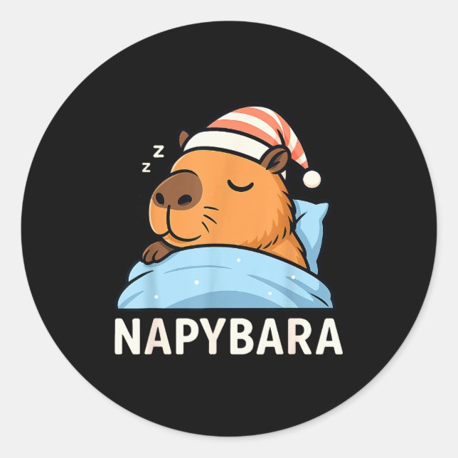 Sleeng Capybara Napybara Sleepshirt Pajamas Boys G Runder Aufkleber (Vorderseite)