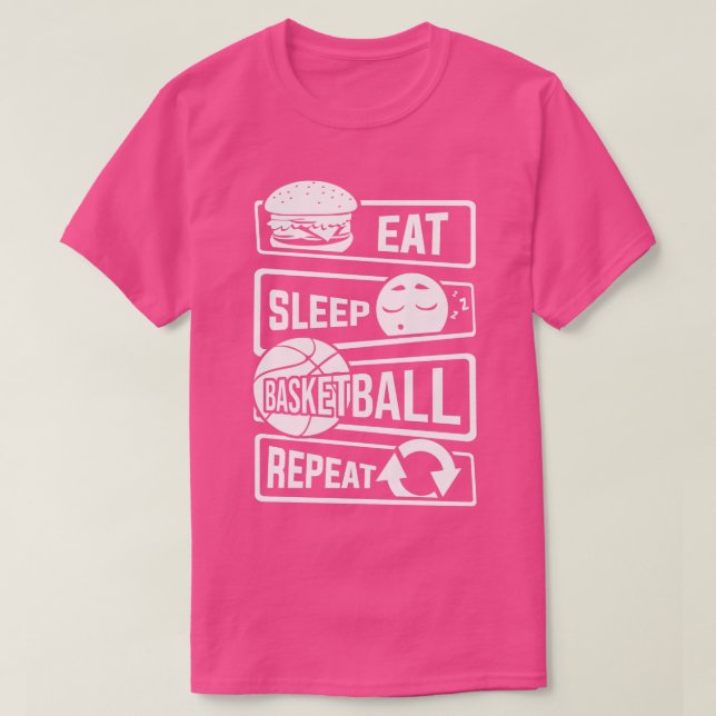 Sleep Basketball essen Wiederholen Ball Sport (2) T-Shirt (Design vorne)