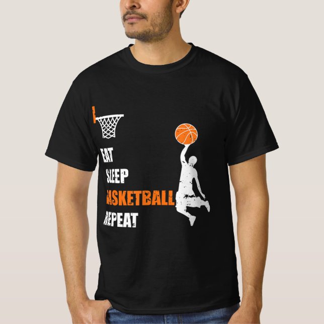 Sleep Basketball Wiederholen Basketball Boys und G T-Shirt (Vorderseite)