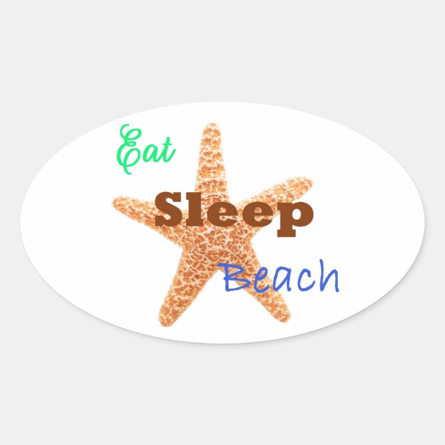 Sleep Beach essen - Oval Sticker (Vorderseite)