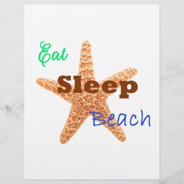 Sleep Beach essen - Poster 8.5x11 (Vorderseite)