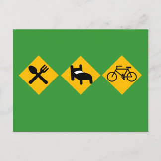 Sleep Bicycle Road Signs essen Postkarte