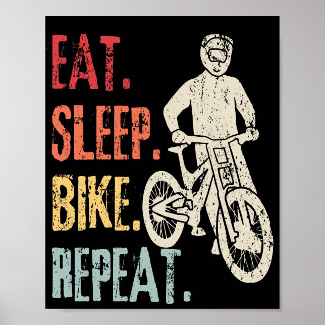 Sleep Bike Wiederholung Retro Bike Mountain Biker Poster (Vorne)