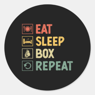 Sleep Box Wiederholen Boxer Sport Stärke Athlete Runder Aufkleber