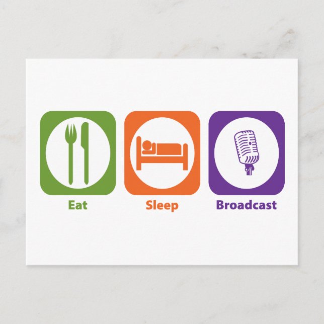 Sleep Broadcast essen Postkarte (Vorderseite)