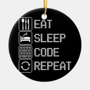 Sleep-Code wiederholen Coder-Entwickler-Computer Keramik Ornament