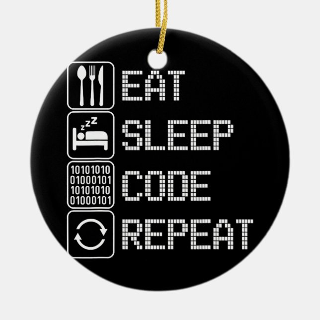 Sleep-Code wiederholen Coder-Entwickler-Computer Keramik Ornament (Vorne)