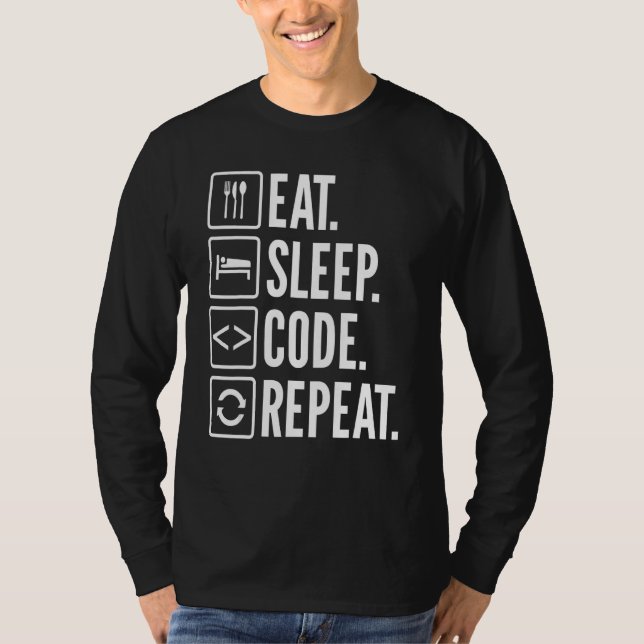 Sleep-Code wiederholen für Unisex-Coders sarkastis T-Shirt (Vorderseite)