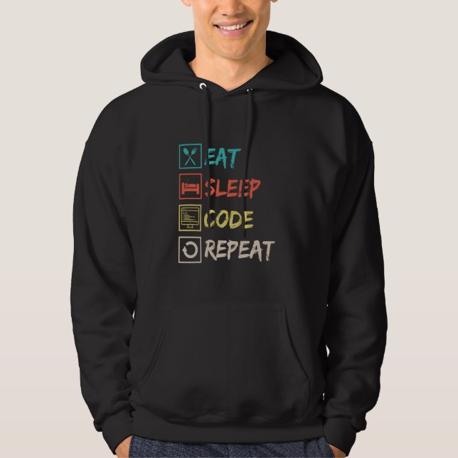 Sleep Code Wiederholung - Programmer Lifestyle Hoodie (Vorderseite)