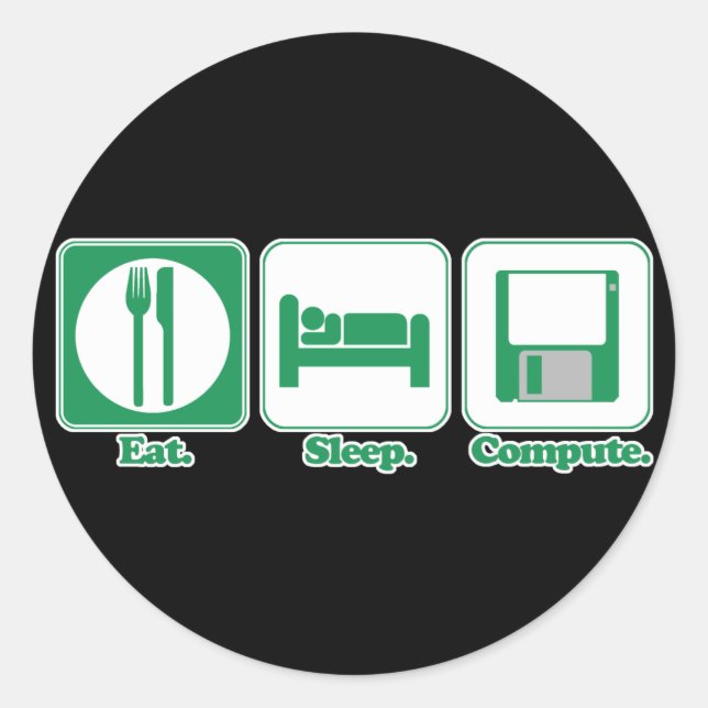 Sleep-Computer (grün) Runder Aufkleber (Vorderseite)