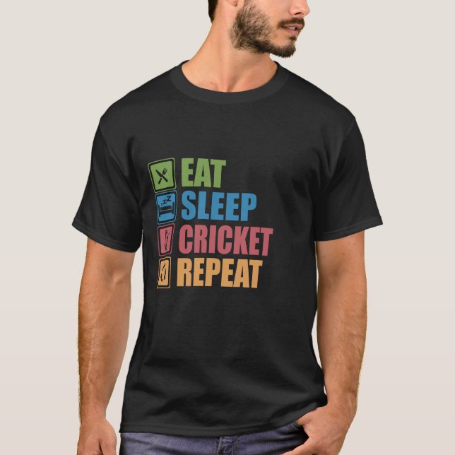 Sleep CRICKET wiederholen T-Shirt (Vorderseite)