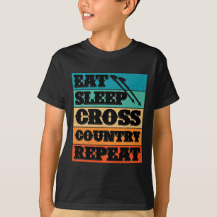 Sleep Cross Country Wiederholung Skier Winter Spor T-Shirt