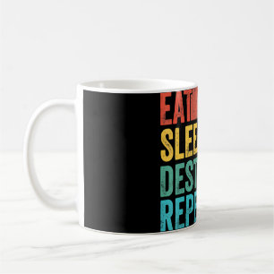 Sleep Destination Eat Wiederholung Funny Gamer Vin Kaffeetasse