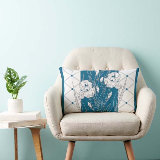 Sleep Easy Iris Aquamarin Grau Weiß Lendenkissen (Stuhl )