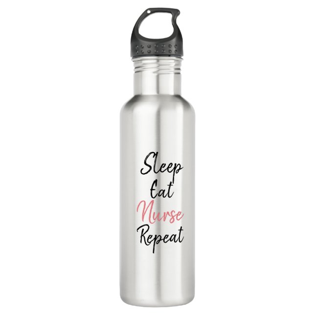 Sleep Eat Nurse Wiederholung Trendy Edelstahlflasche (Vorderseite)