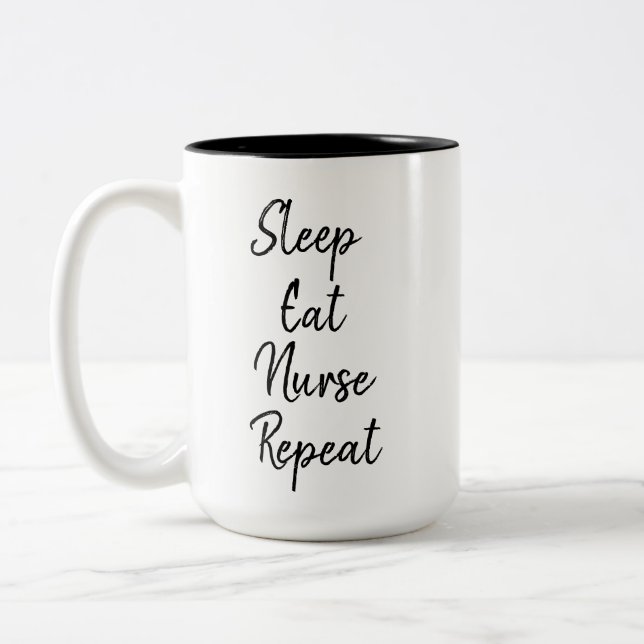 Sleep Eat Nurse Wiederholung Trendy Zweifarbige Tasse (Links)
