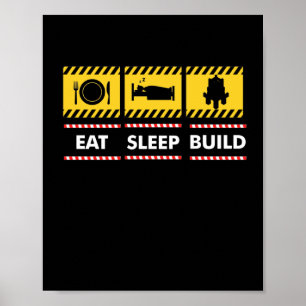 Sleep Essen Build Wiederholen Gebäude Blocksteine Poster