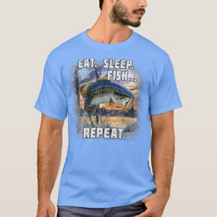 Sleep Fisch wiederholen Bass Fishing Funny Geschen T-Shirt