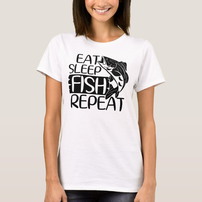 Sleep Fish Eat Repeat Funny Fishing T-Shirt (Vorderseite)