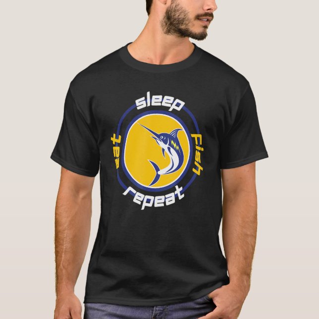 Sleep Fish wiederholen gehen T-Shirt Zeit zum Fisc (Vorderseite)