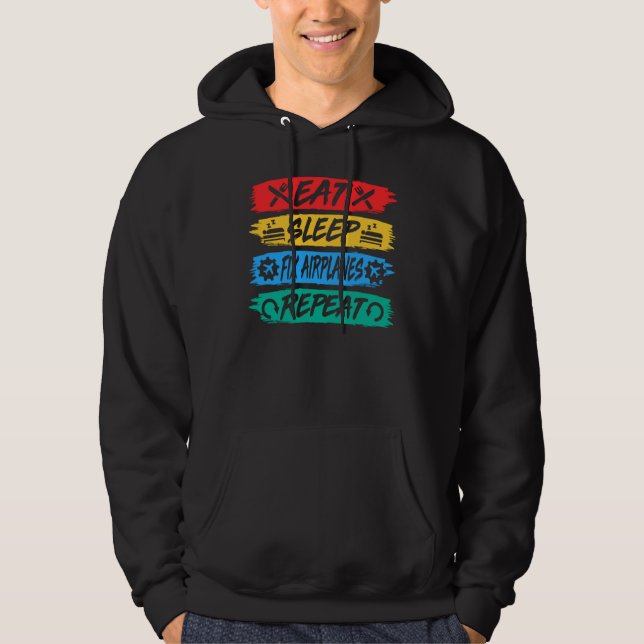 Sleep-Fix-Flugzeuge wiederholen Aircraft-Mechanism Hoodie (Vorderseite)