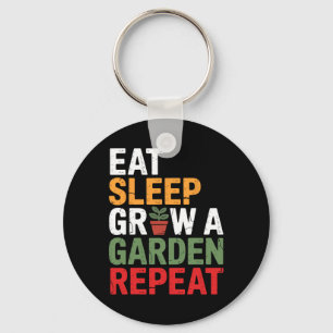 Sleep Game Eat Grow Ein Garten wiederholen Vintage Schlüsselanhänger