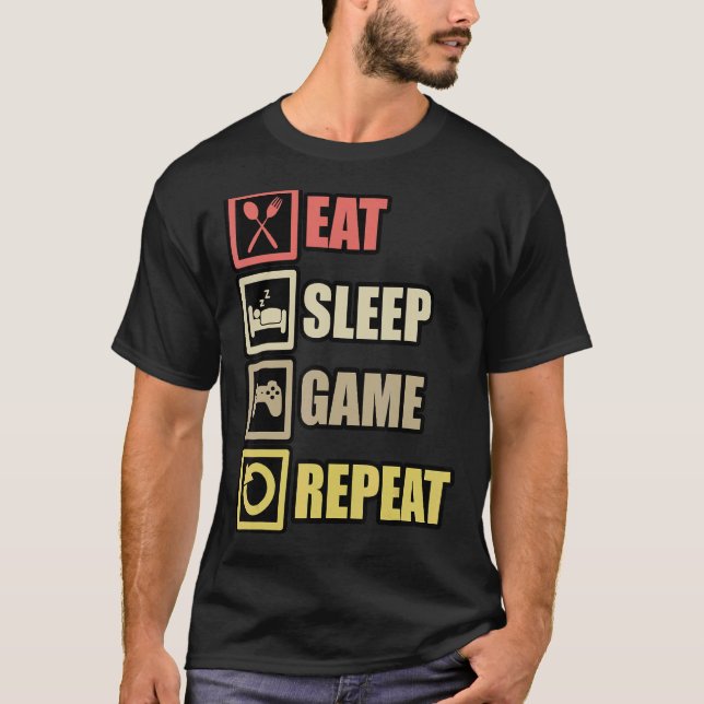 Sleep Game Repeat Gaming Controller PC Computing T-Shirt (Vorderseite)