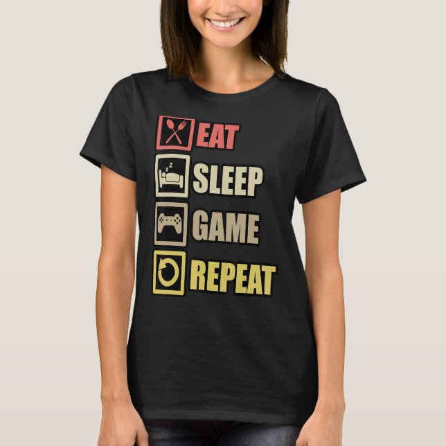 Sleep Game Repeat Gaming Controller PC Computing T-Shirt (Vorderseite)