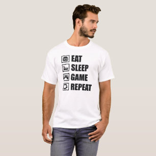 Sleep Game Wiederholung essen, Gaming Typografy T  T-Shirt