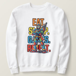 Sleep Games Token Mecha, Essen, Schlafen, Spiele, Sweatshirt