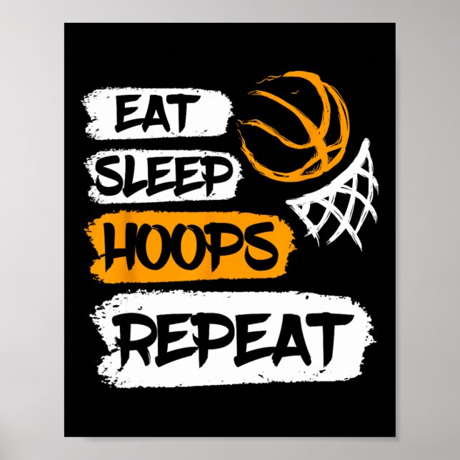 Sleep Hoops Vintages Basketball-Sprichwort wiederh Poster (Vorne)